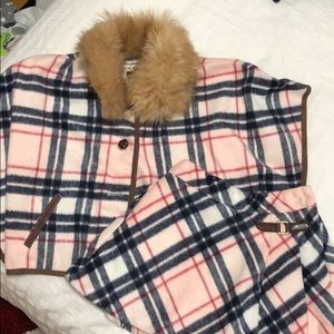 Janie and Jack fur-lined poncho with skirt